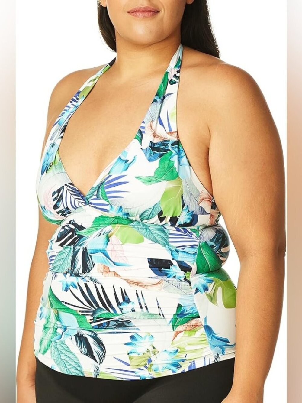 La Blanca Tropical Tankini Top Floral Halter Swim Plus 20W Summer Chic Vacation - Picture 2 of 13
